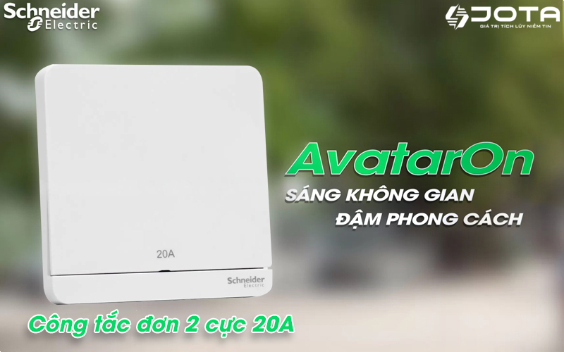 Công tắc đơn 2 cực 20A AvatarOn Schneider E8331D20N_WE_G19, màu trắng