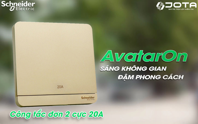 Công tắc đơn 2 cực 20A AvatarOn Schneider E8331D20N_WG_G19, màu vàng ánh kim