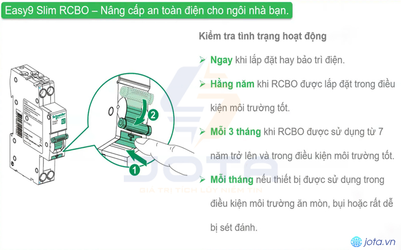 Khuyến cáo kiểm tra tình trạng hoạt động của RCBO Easy9 Slim Schneider