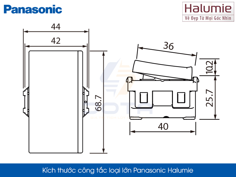 Kích thước công tắc Panasonic Halumie loại lớn