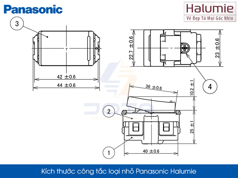 Kích thước công tắc Panasonic Halumie loại nhỏ