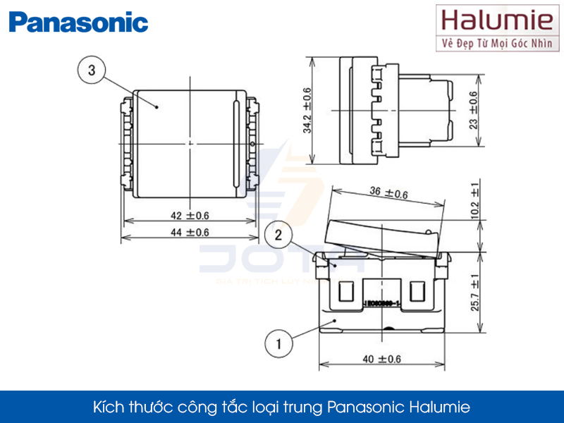 Kích thước công tắc Panasonic Halumie loại trung