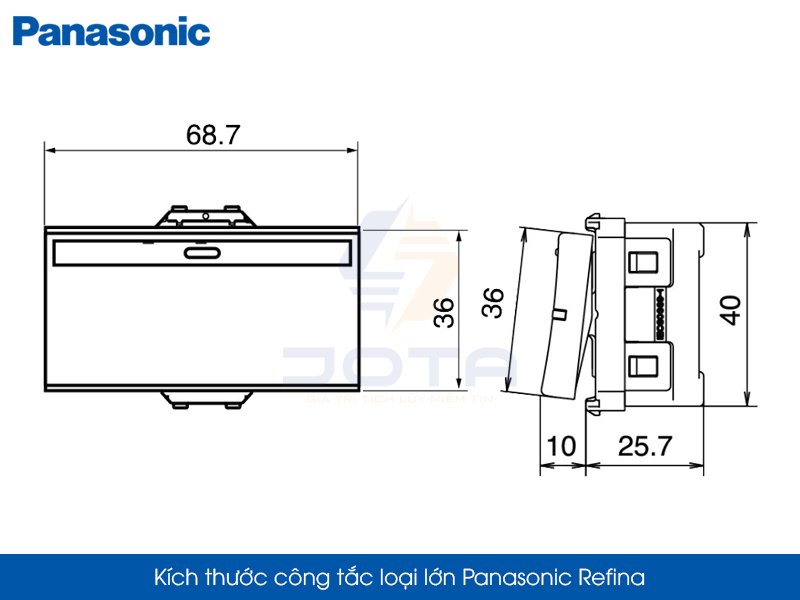 Kích thước công tắc Panasonic Refina loại lớn