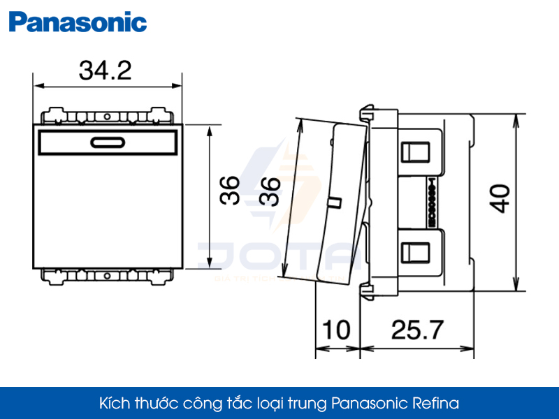 Kích thước công tắc Panasonic Refina loại trung
