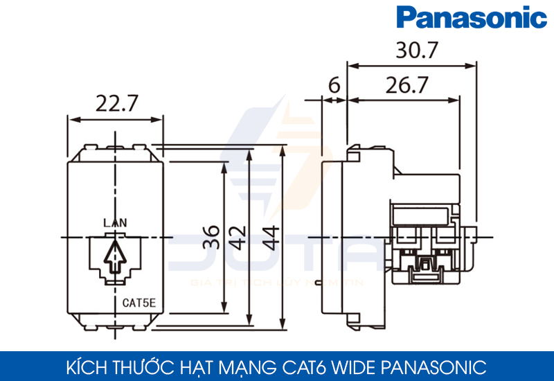 Kích thước hạt mạng cat6 Panasonic Wide WEV24886SW-CAT6