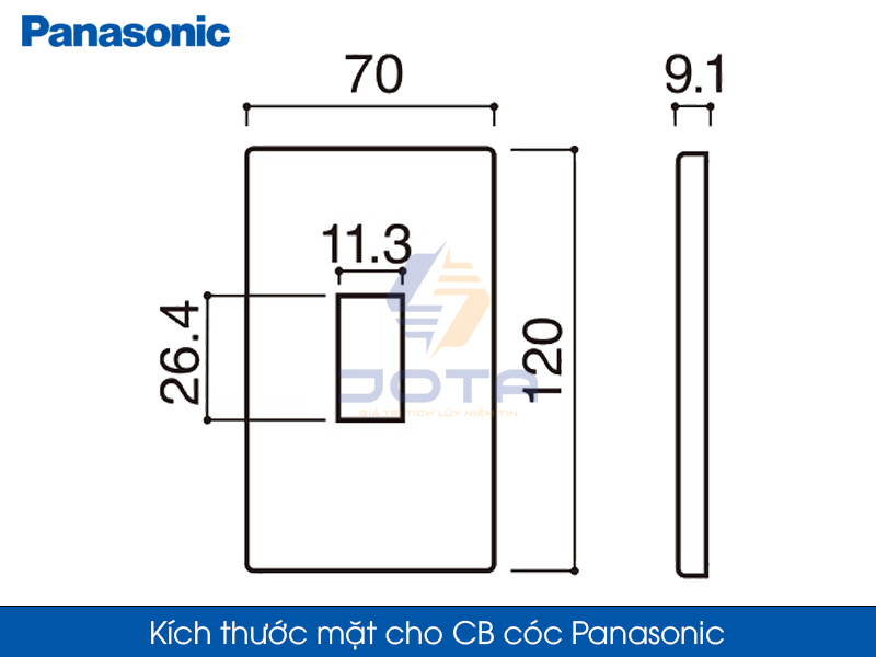 Kích thước mặt CB cóc Panasonic