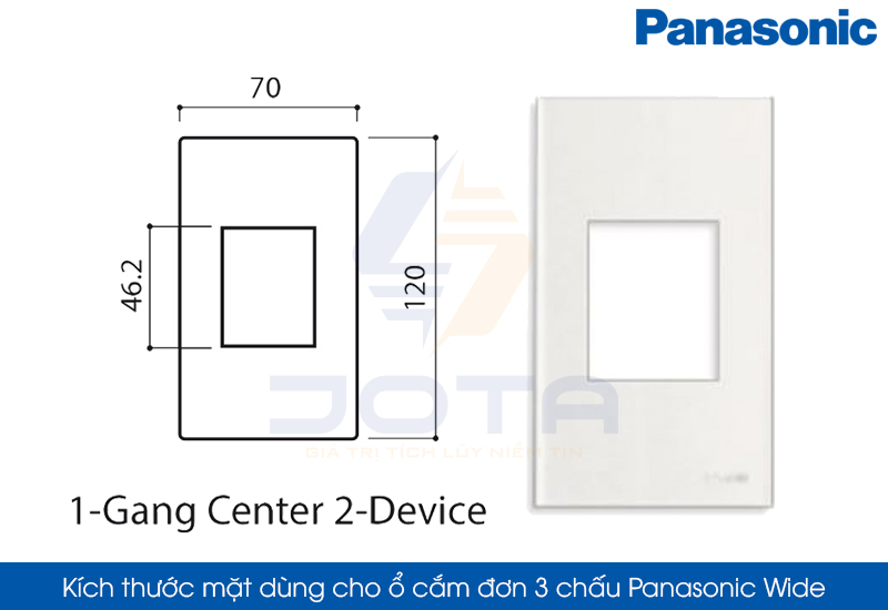 Kích thước mặt cho ổ cắm đơn 3 chấu Panasonic Wide