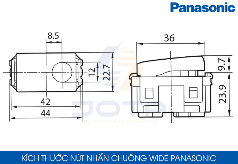 Kích thước nút nhấn chuông Panasonic Wide