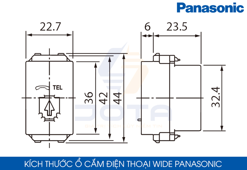 Kích thước ổ cắm điện thoại Panasonic Wide