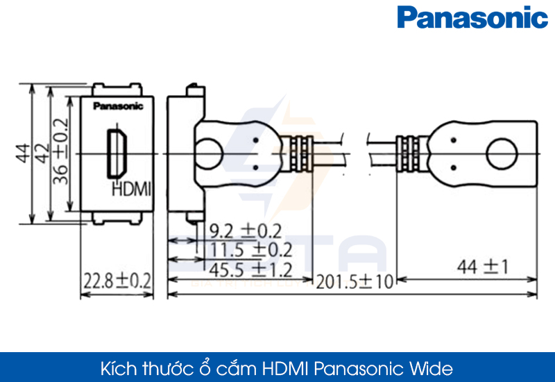 Kích thước ổ cắm HDMI Panasonic Wide