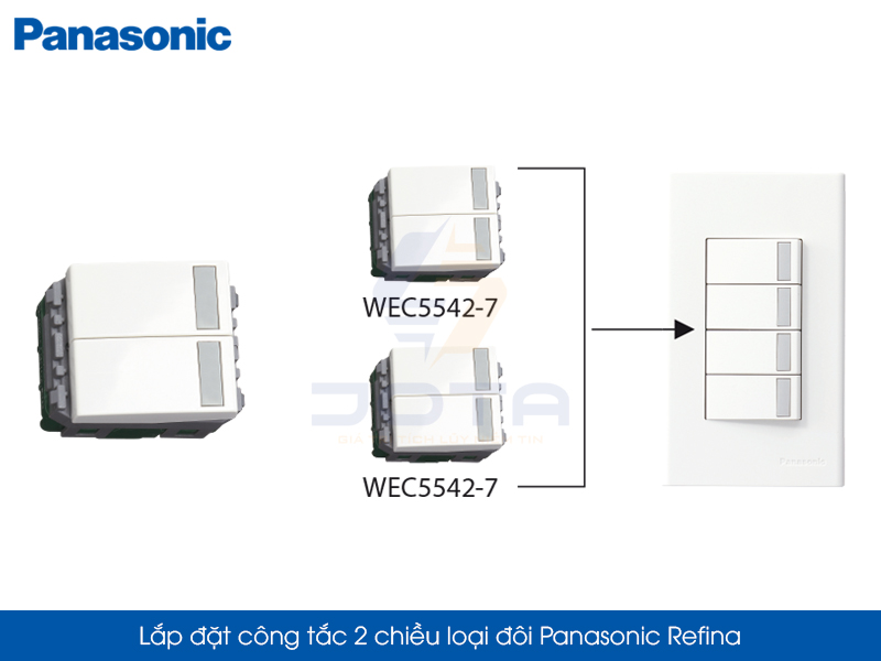Lắp đặt công tắc 2 chiều loại đôi Panasonic Refina WEC5542-7SW