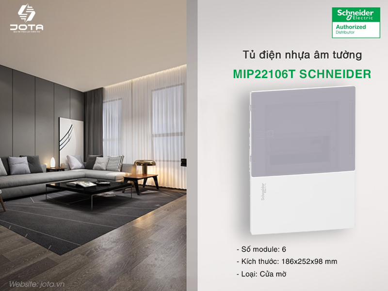 Tủ điện Schneider 6 module MIP22106T, cửa mờ