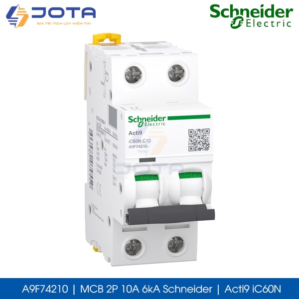 A9F74210 MCB 2P 10A 6kA Schneider acti9 iC60N