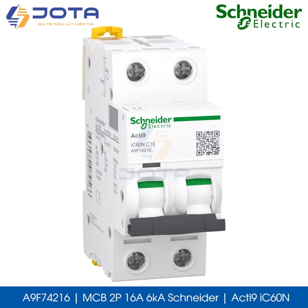 A9F74216 MCB 2P 16A 6kA Schneider acti9 iC60N