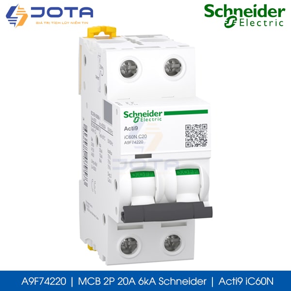 A9F74220 MCB 2P 20A 6kA Schneider acti9 iC60N