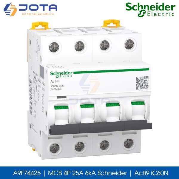 A9F74425 MCB 4P 25A 6kA Schneider acti9 iC60N