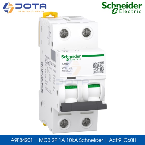 A9F84201 MCB 2P 1A 10kA Schneider acti9 iC60H