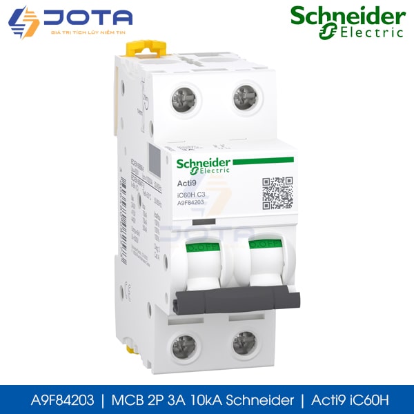 A9F84203 MCB 2P 3A 10kA Schneider acti9 iC60H