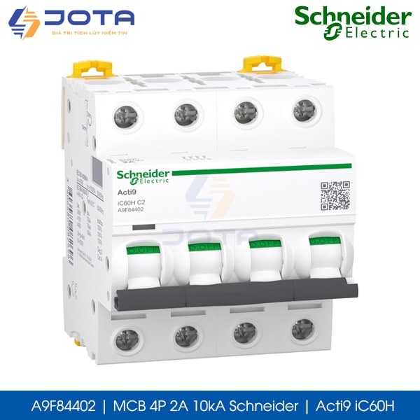 A9F84402 MCB 4P 2A 10kA Schneider acti9 iC60H