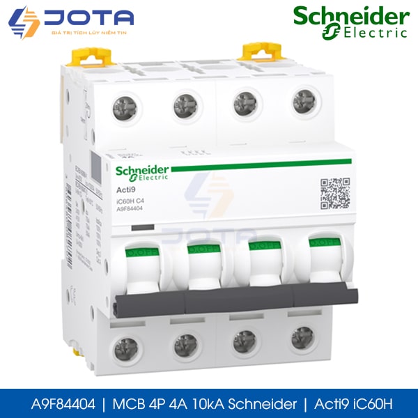 A9F84404 MCB 4P 4A 10kA Schneider acti9 iC60H