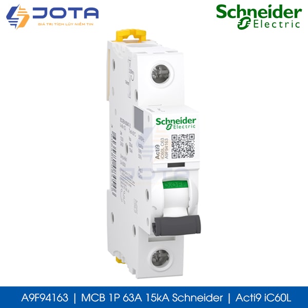 A9F94163 MCB 1P 63A 15kA Schneider acti9 iC60L