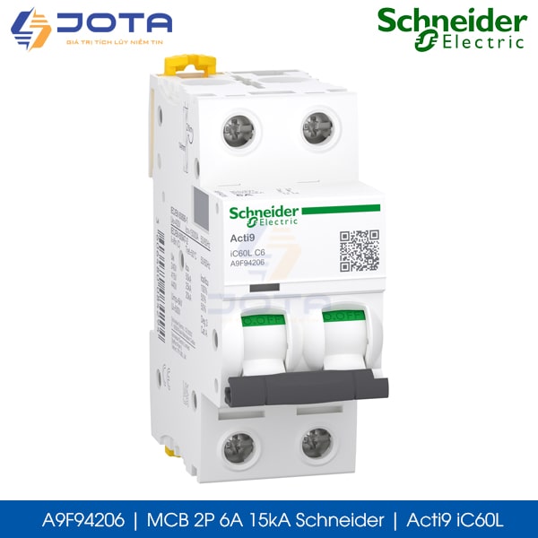 A9F94206 MCB 2P 6A 15kA Schneider acti9 iC60L