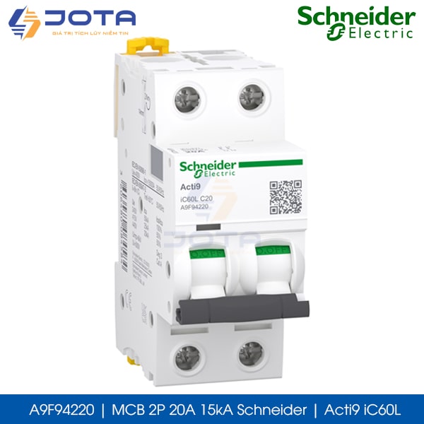 A9F94220 MCB 2P 20A 15kA Schneider acti9 iC60L