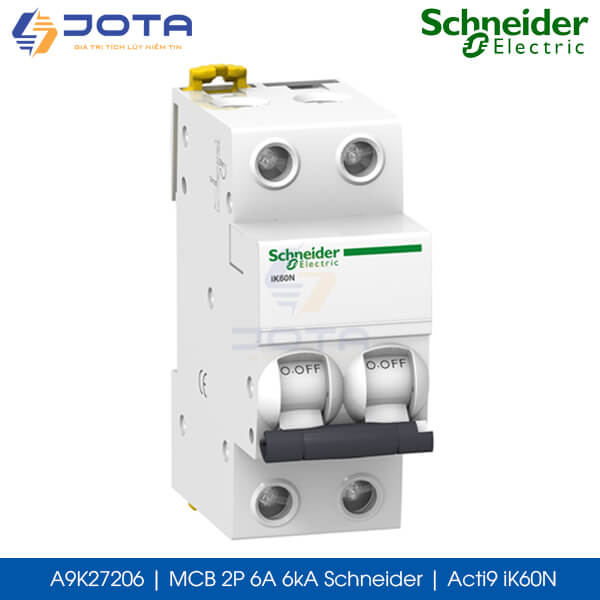 A9K27206 MCB 2P 6A 6kA Schneider acti9 iK60N