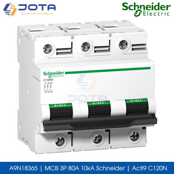 A9N18365 MCB 3P 80A 10kA Schneider Acti9 C120N