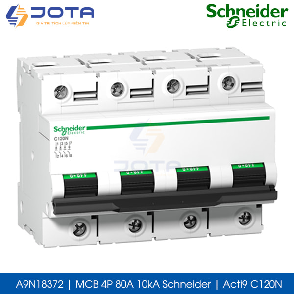 A9N18372 MCB 4P 80A 10kA Schneider Acti9 C120N