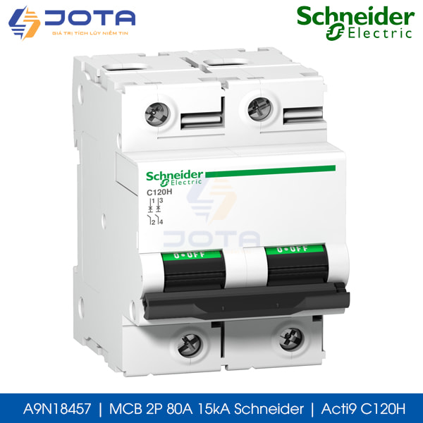 A9N18457 MCB 2P 80A 15kA Schneider Acti9 C120H