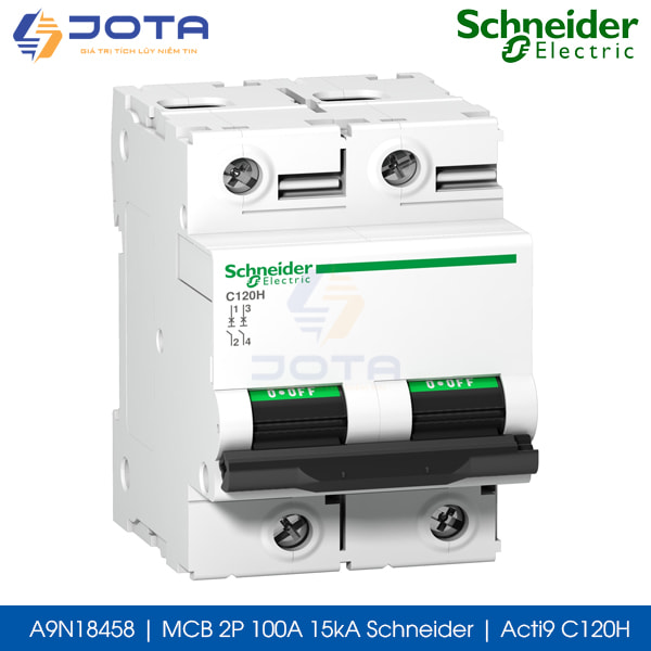 A9N18458 MCB 2P 100A 15kA Schneider Acti9 C120H