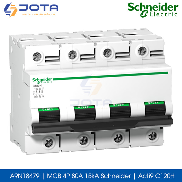 A9N18479 MCB 4P 80A 15kA Schneider Acti9 C120H