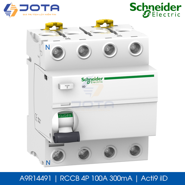 A9R14491 RCCB 4P 100A 300mA Schneider Acti9 ilD