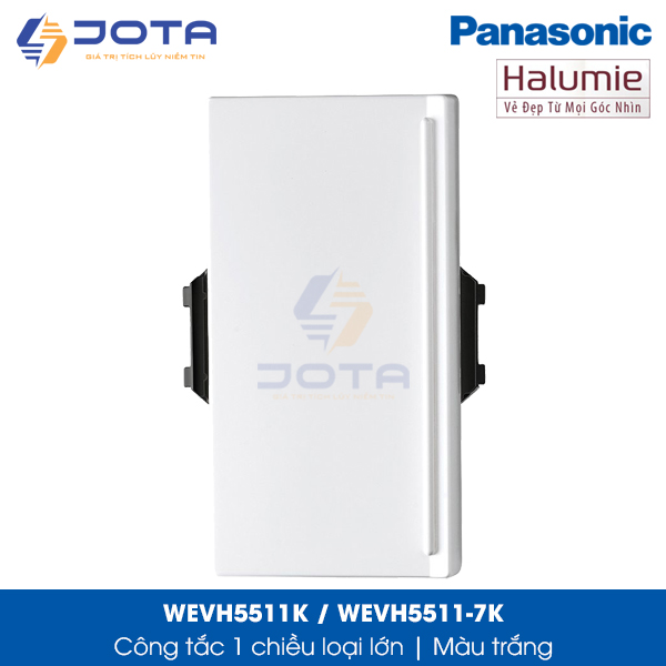 Công tắc 1 chiều Panasonic Halumie WEVH5511K/WEVH5511-7K, màu trắng, loại lớn