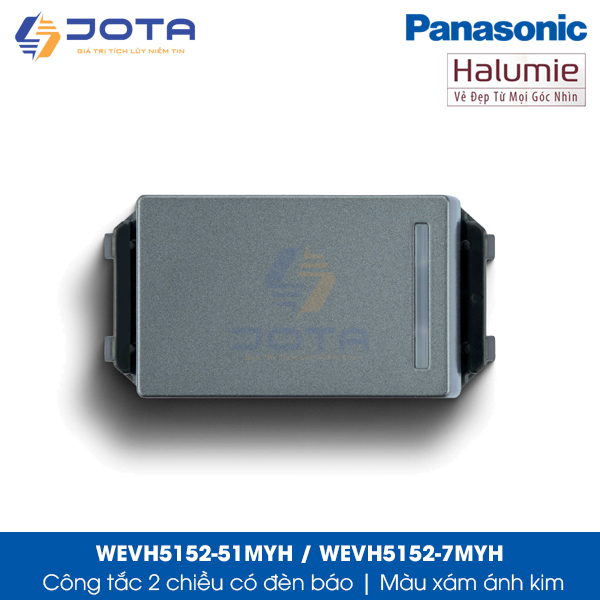 Công tắc 2 chiều Panasonic Halumie WEVH5152-51MYH / WEVH5152-7MYH, màu xám ánh kim
