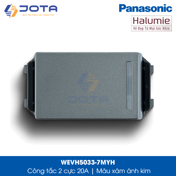 Công tắc 2 cực 20A Panasonic Halumie WEVH5033-7MYH, màu xám ánh kim