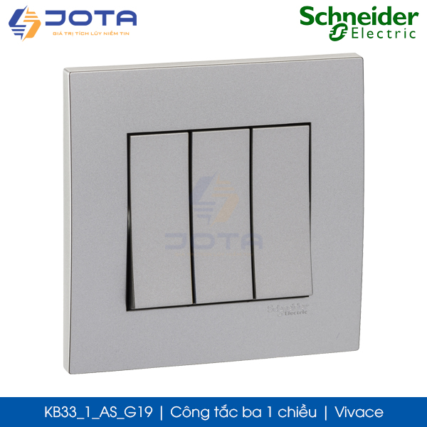 Công tắc ba 1 chiều KB33_1_AS_G19 Vivace Schneider, màu xám bạc