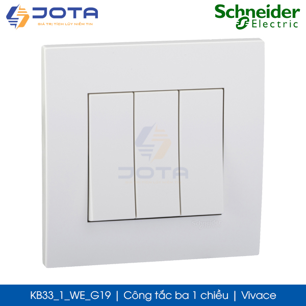 Công tắc ba 1 chiều KB33_1_WE_G19 Vivace Schneider, màu trắng