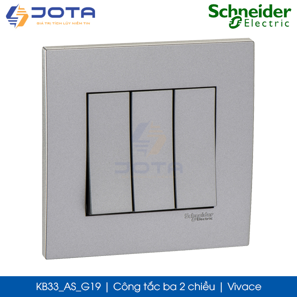 Công tắc ba 2 chiều KB33_AS_G19 Vivace Schneider, màu xám bạc