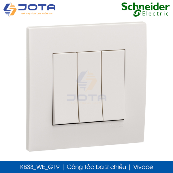 Công tắc ba 2 chiều KB33_WE_G19 Vivace Schneider, màu trắng