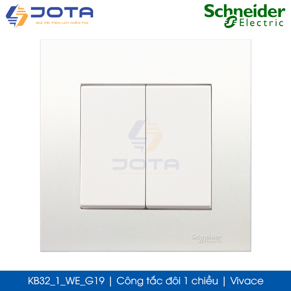 Công tắc đôi 1 chiều KB32_1_WE_G19 Vivace Schneider, màu trắng