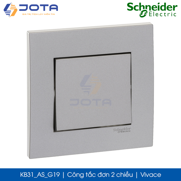 Công tắc đơn 2 chiều KB31_AS_G19 Vivace Schneider, màu xám bạc