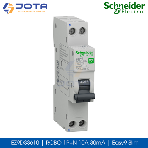 EZ9D33610 RCBO 1P+N 10A 30mA Schneider Easy9 Slim