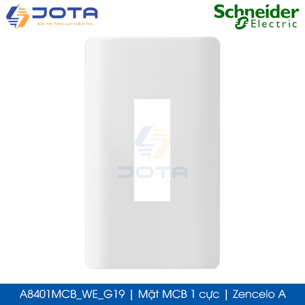 Mặt MCB 1 cực A8401MCB_WE_G19 Zencelo A Schneider, màu trắng