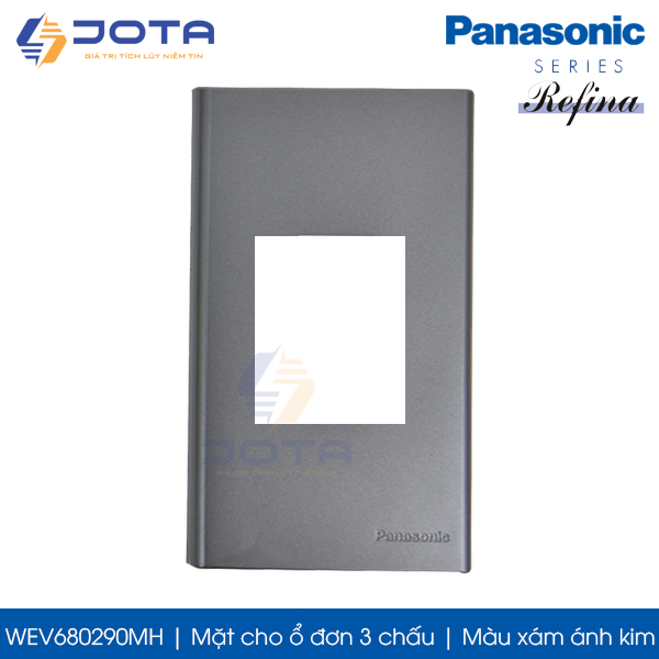 Mặt cho ổ cắm đơn 3 chấu Panasonic Refina WEV680290MH màu xám ánh kim