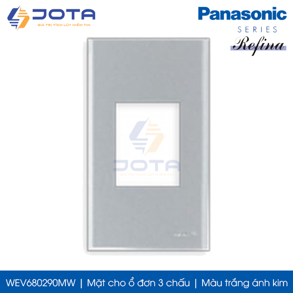 Mặt cho ổ cắm đơn 3 chấu Panasonic Refina WEV680290MW màu trắng ánh kim