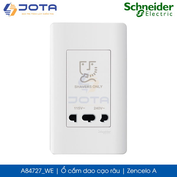 Ổ cắm dao cạo râu A84727_WE Zencelo A Schneider, màu trắng