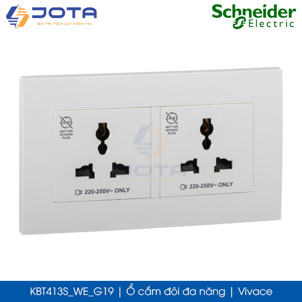 Ổ cắm đôi đa năng KBT413S_WE_G19 Vivace Schneider, màu trắng