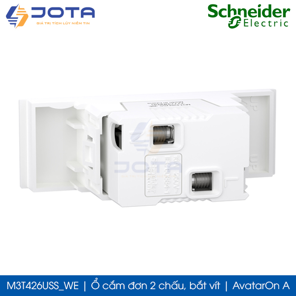 Ổ cắm đơn 2 chấu M3T426USS_WE Schneider AvatarOn A, size S,bắt vít